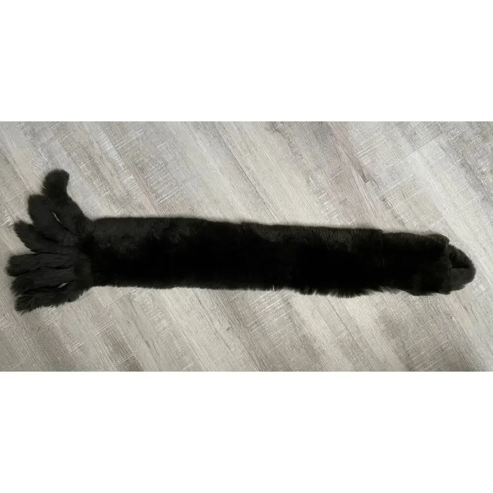 VTG Fur Pull Through Keyhole Scarf Dark Brown Black Fringe Lined Carta